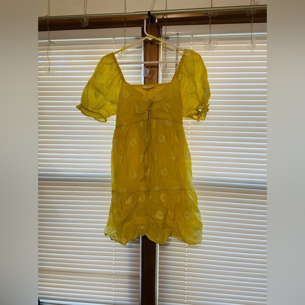 Yellow Puff Sleeve Dress